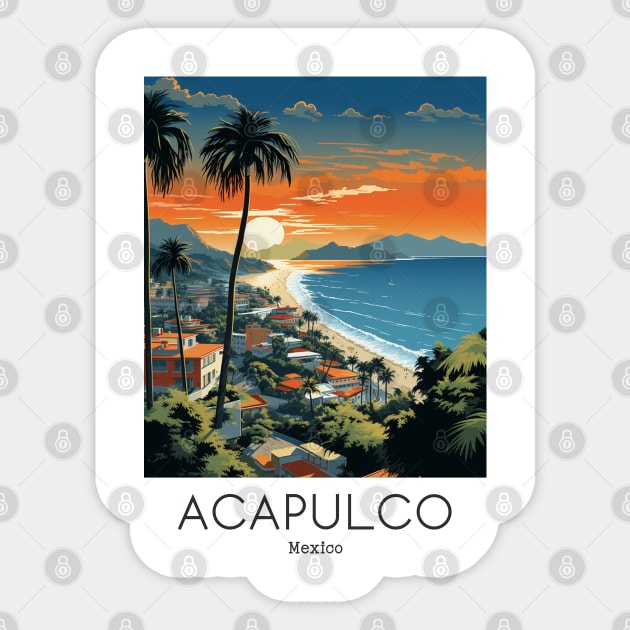 A Vintage Travel Illustration of Acapulco - Mexico Sticker by goodoldvintage